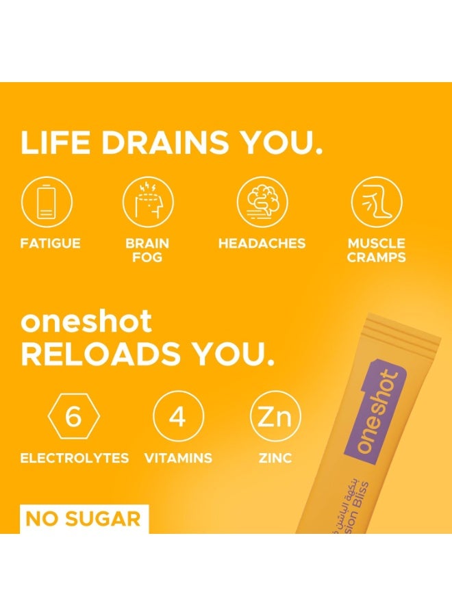 Oneshot Hydrate Passion Bliss Electrolyte Powder Drink Mix Sachets 14pcs